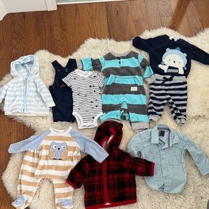 Baby Clothing Bundle with Stripes and Patterns 0-3M Boy Bundle